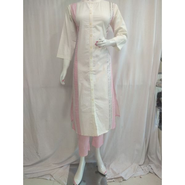 Beautiful Heavy Cotton 60/60 Fabric Printed Straight Kurti Pant Dupatta Set  With Gotta Patti Work
